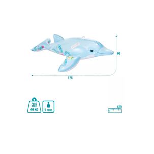 Flotador Inflable Delfín Montable Con Asas Intex 175cm Niños