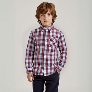 Camisa Huaso Cuadrill&eacute; Cuadro Manga Larga 100% Algod&oacute;n Azul Blanco Casual