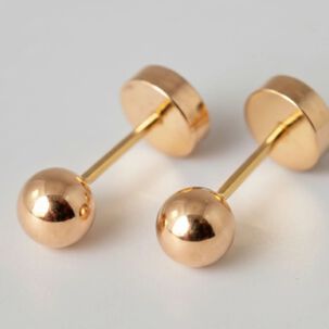Aros Abridores Bolita 6 Mm No6 Oro 14k - Primeros Aros Dorado