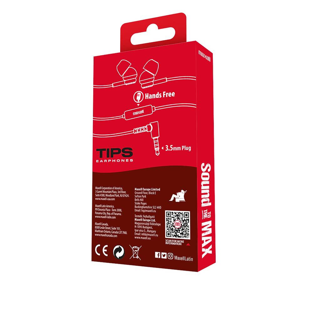Aud&iacute;fonos Maxell In-tips Con Micr&oacute;fono In Ear Rojo image number 2.0