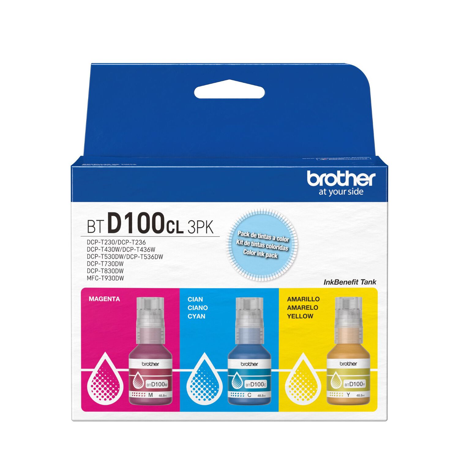 Pack Tintas Brother Btd100 - Cian, Magenta Y Amarillo image number 0.0