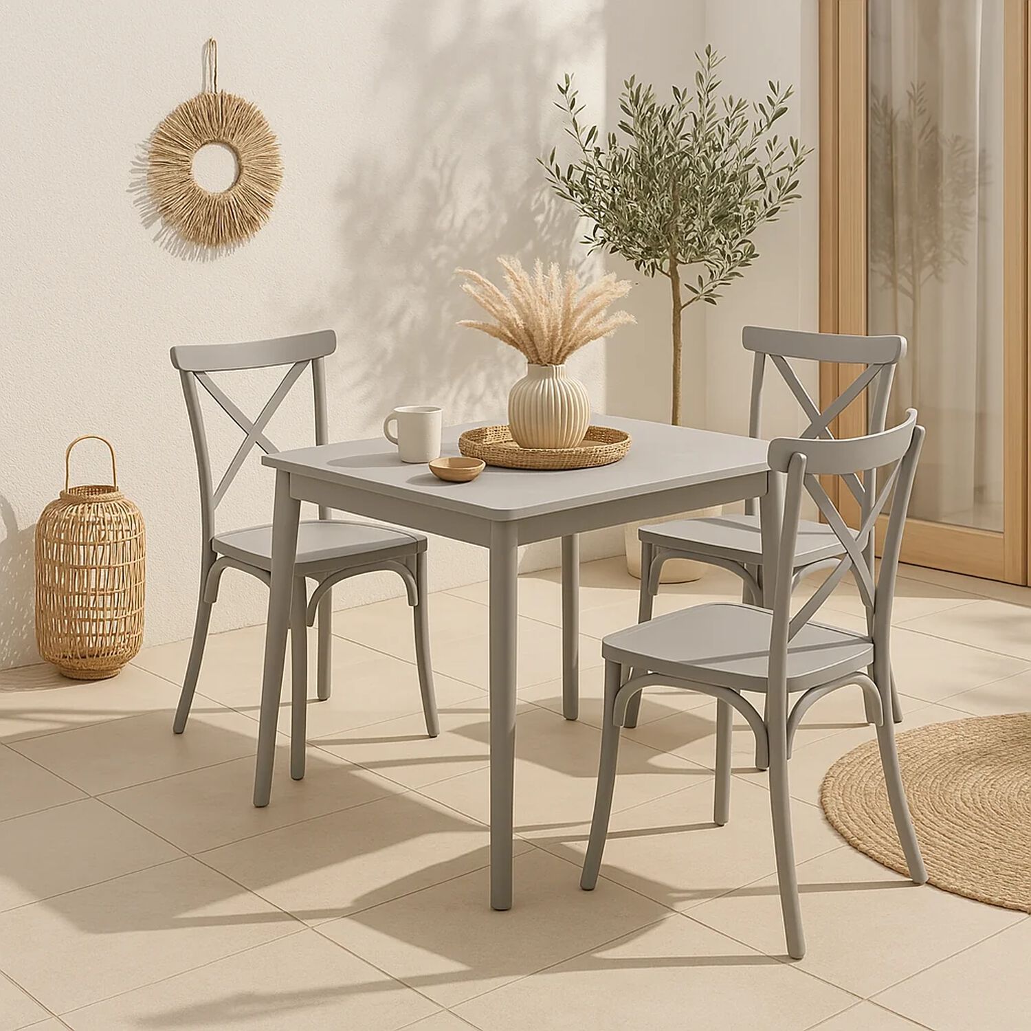 Silla Crossback Danubio De Terraza Exterior O Comedor - Gris image number 2.0