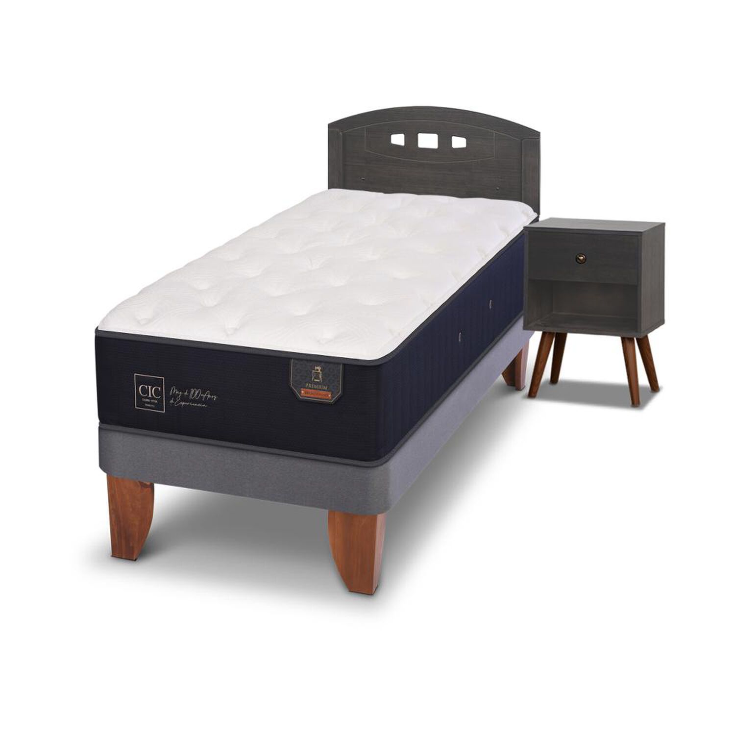 Cama Europea Cic Premium / 1.5 Plazas / Base Normal + Set De Maderas image number 1.0