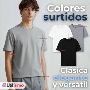 Pack 6 Camisetas Poleras 100% Algod&oacute;n B&aacute;sica Lisa El&aacute;stica Hombre Colores Surtidos