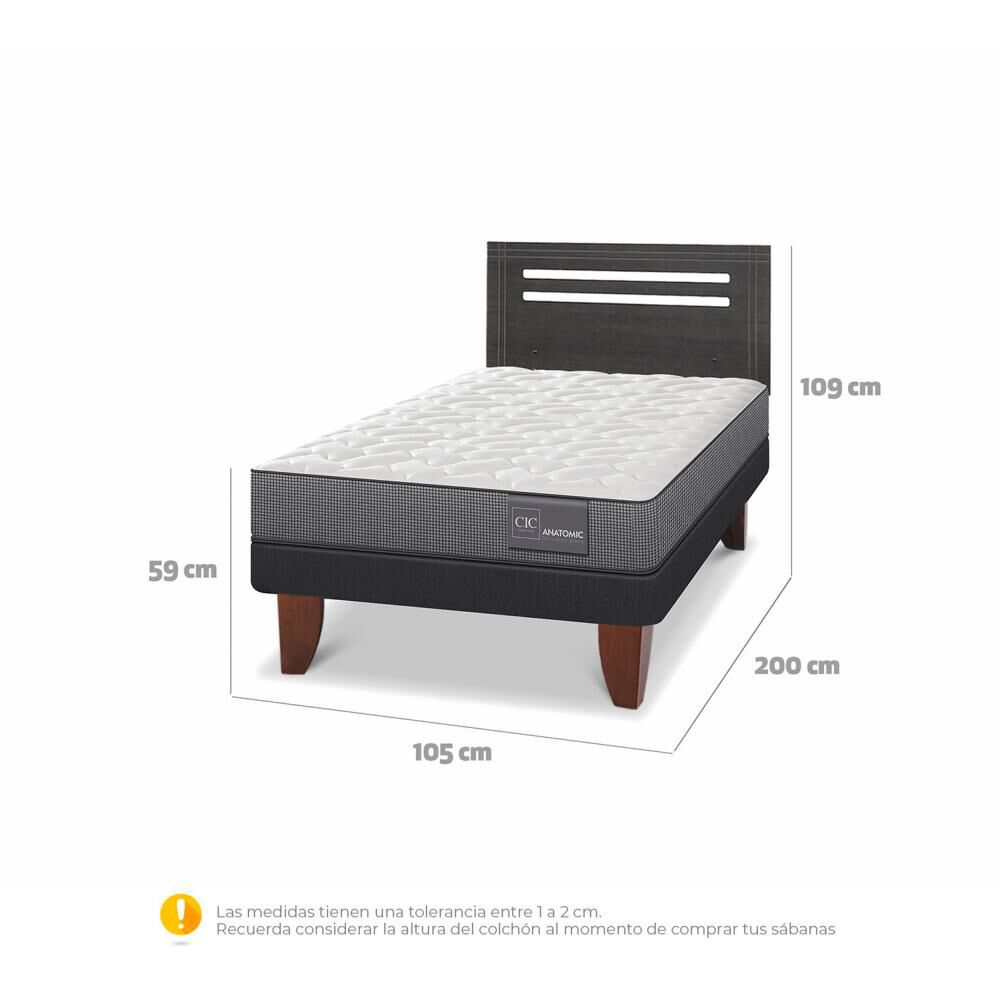 Cama Europea Cic Anatomic / 1.5 Plazas / Base Normal + Respaldo image number 4.0