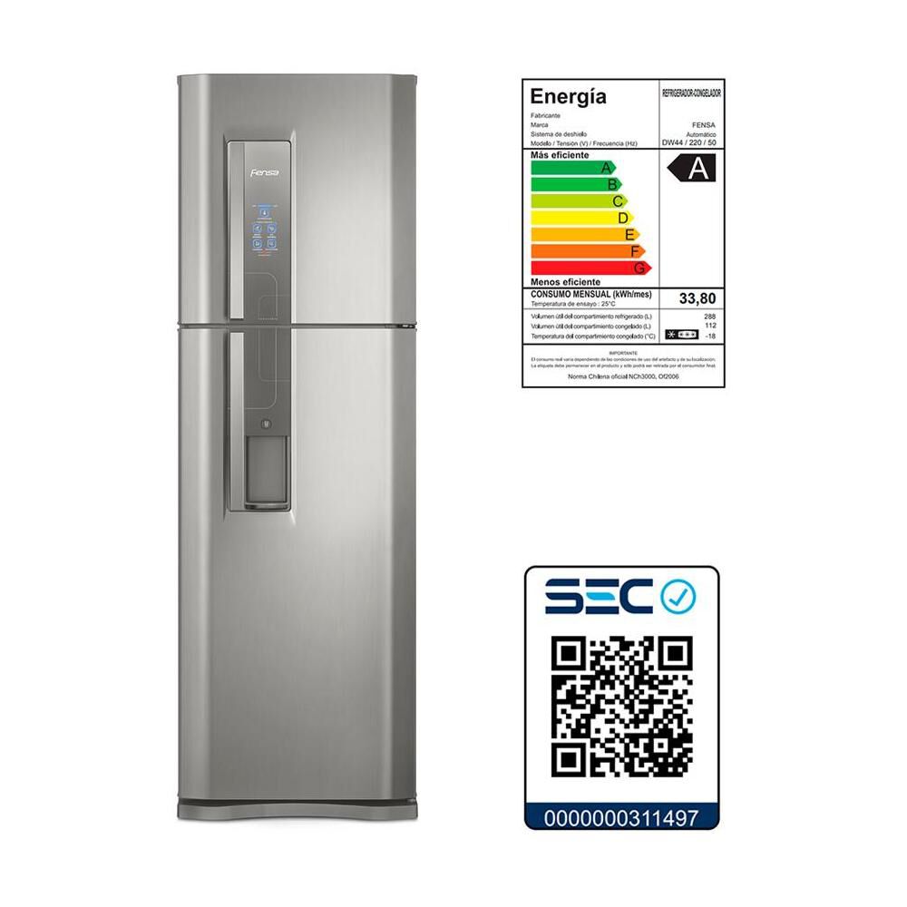 Refrigerador Top Freezer Fensa DW44S / No Frost / 400 Litros / A image number 9.0