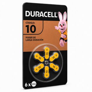 Pila Duracell 10 Auditiva Pack De 6u - 1.45v Larga Duraci&oacute;n