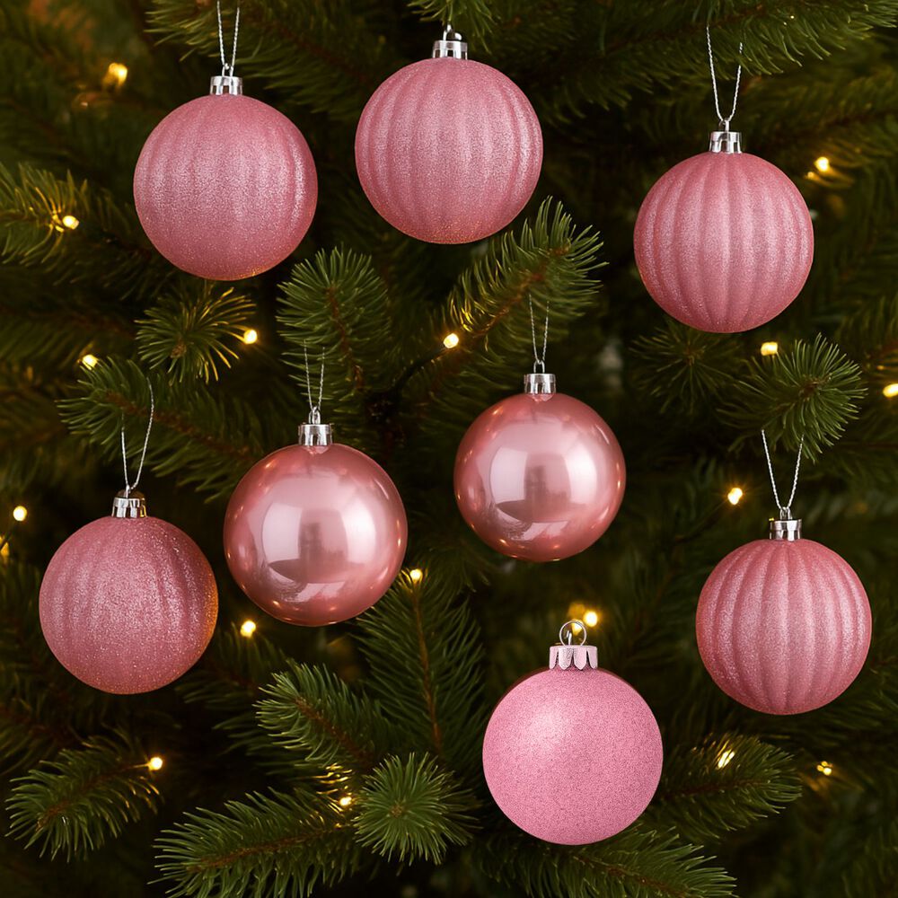 10 Bambalinas Esfera Navide&ntilde;a 6cm Oro Rosa Adorno Decoraci&oacute;n image number 1.0