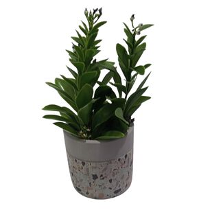 Planta Artificial Maceta Cemento 23 Cm