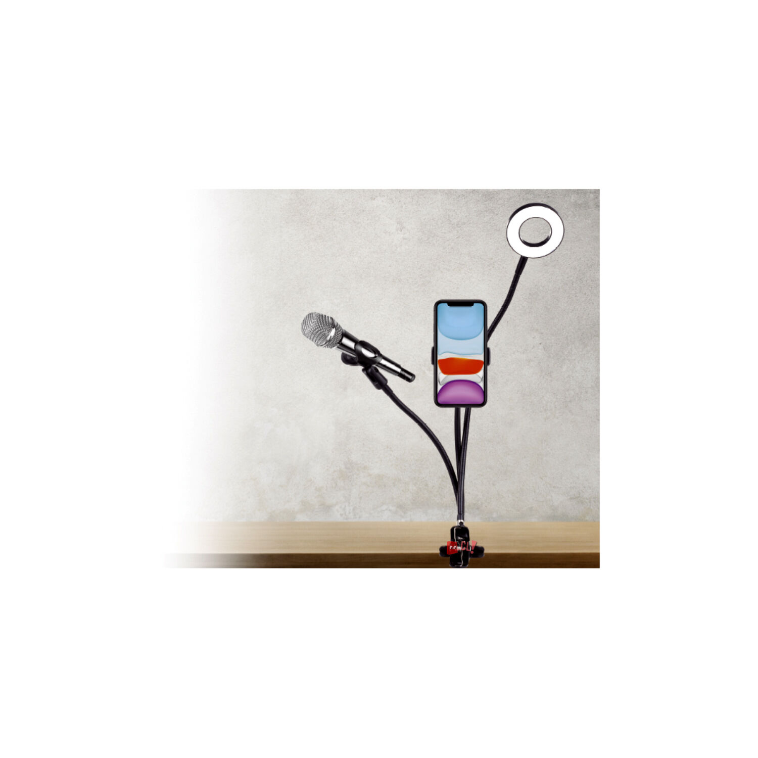 Soporte Celular Clip Con Aro Led Con Control De Luz - Ps image number 1.0