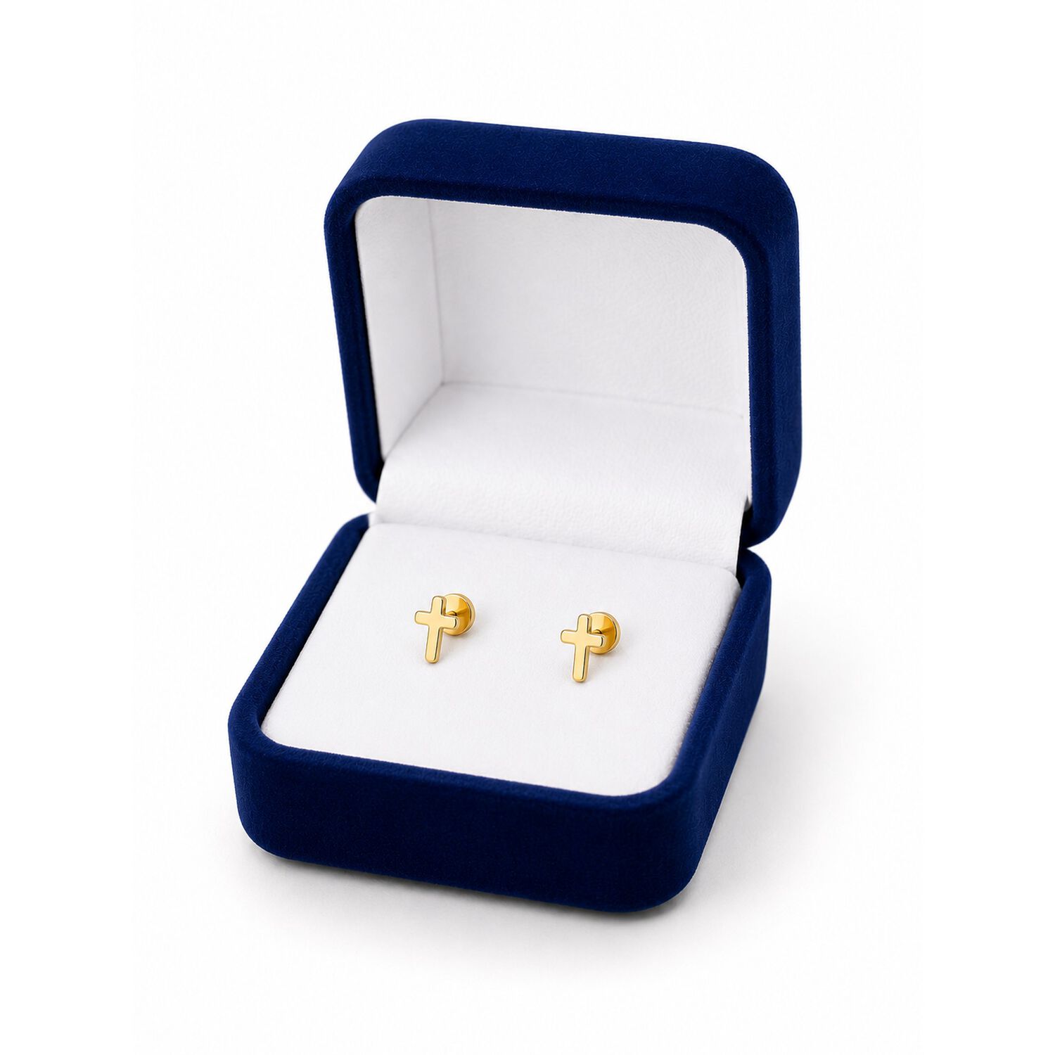 Aros Abridores Cruz 7mm Oro 18k A Presi&oacute;n Beb&eacute; Ni&ntilde;a Dorado image number 4.0