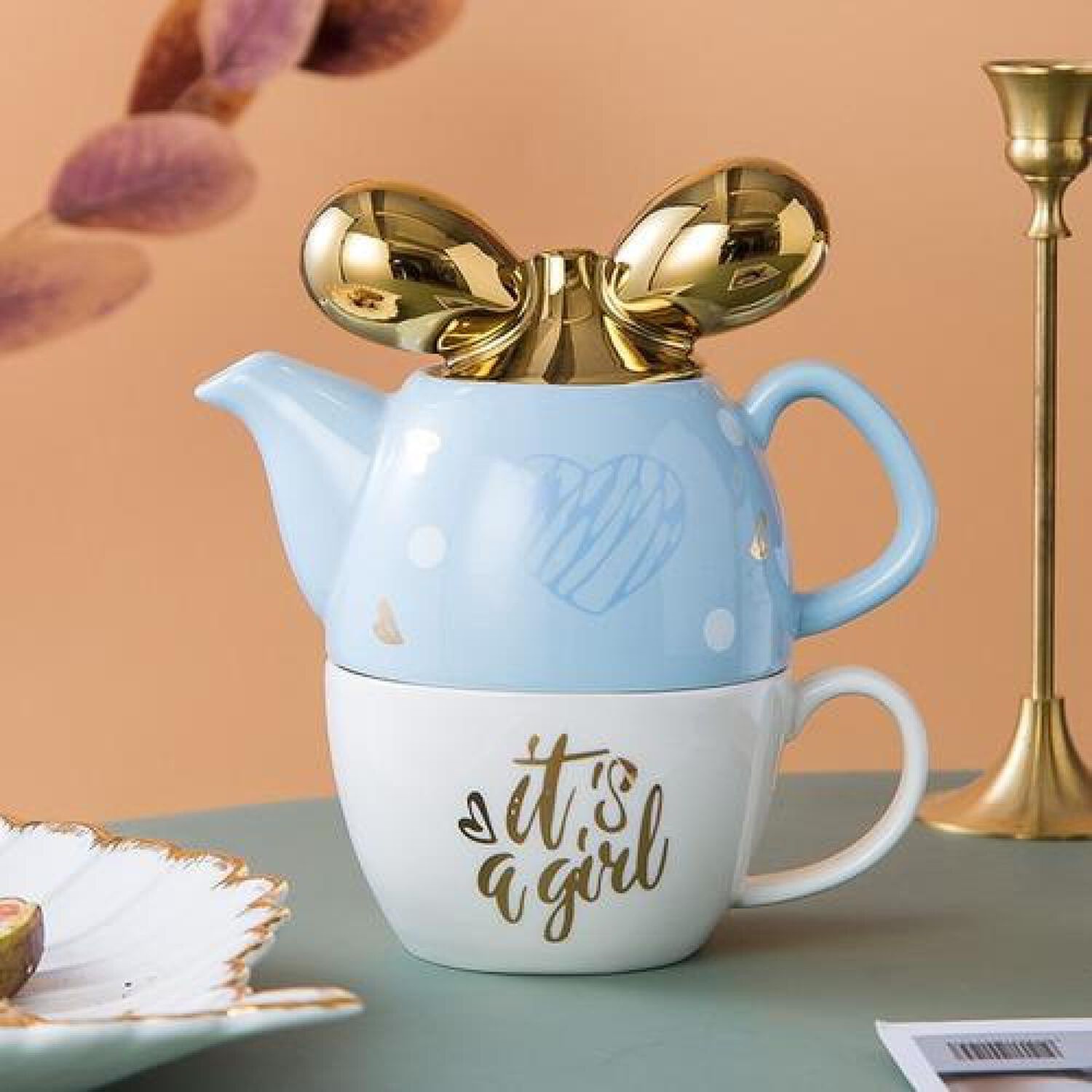 Juego De T&eacute; Tetera Cer&aacute;mica Individual Luxury Its A Girl image number 5.0