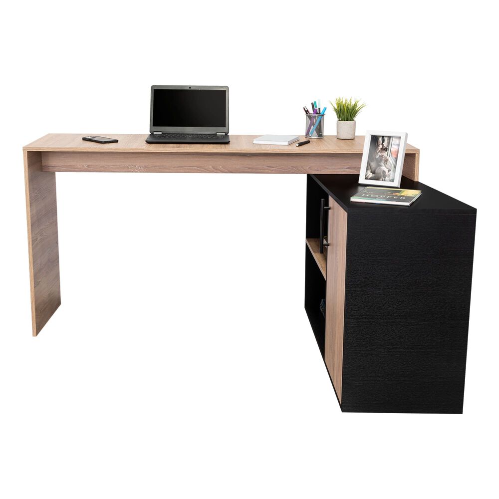 Escritorio En L 1 Puerta Fm-001c Caf&eacute; Claro Y Negro image number 2.0