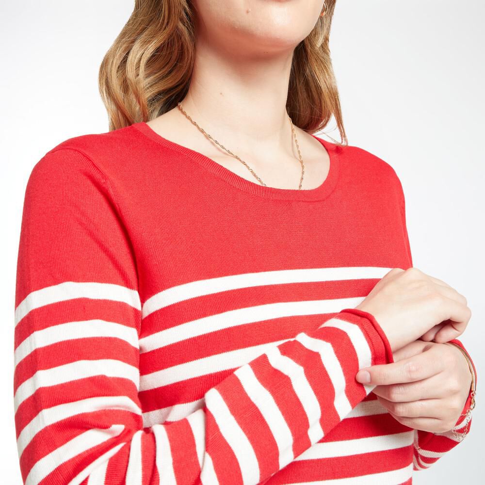 Sweater Listado Regular Cuello Redondo Mujer Geeps image number 4.0
