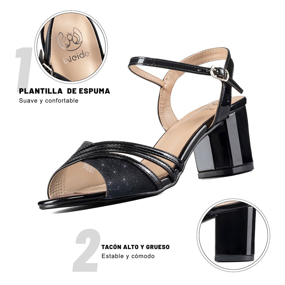 Sandalia Taco Negro Qiu257 Weide image number 5.0