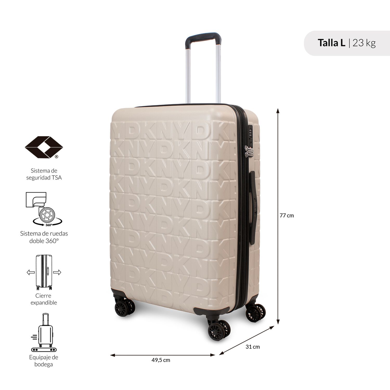 Set 3 Maletas Donna Karan Meghan Cabina Mediana Grande Beige image number 4.0