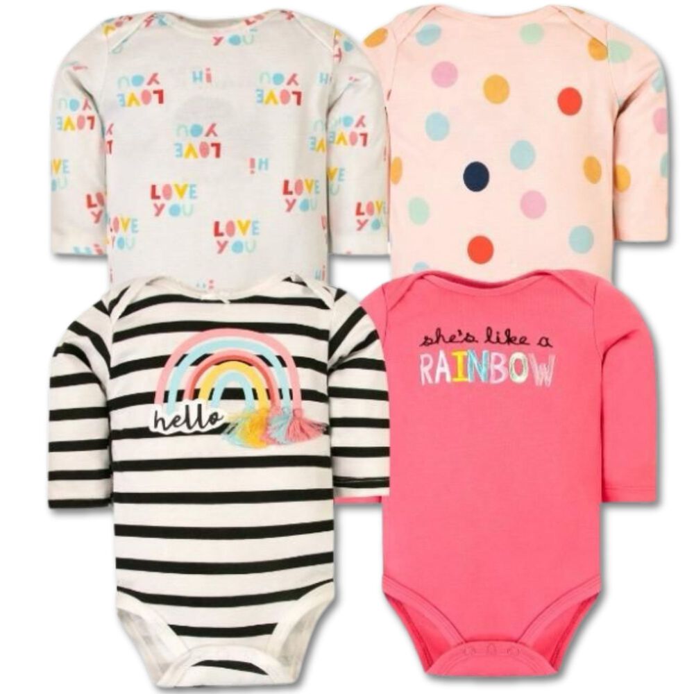 Pack 4 Bodys Ni&ntilde;a Manga Larga Tedmimak 100% Algod&oacute;n Magic Rainbow image number 0.0