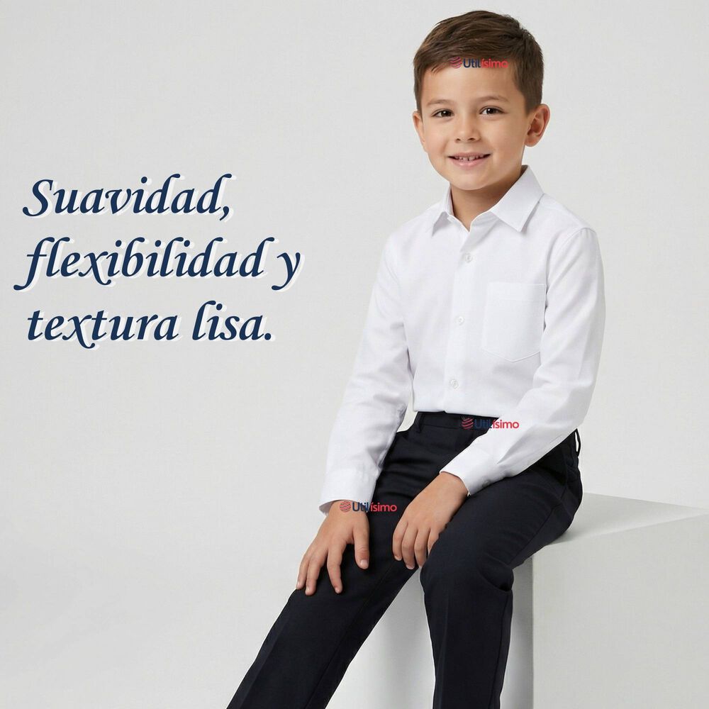 Camisa Escolar Blanca Manga Larga Colegio Para Ni&ntilde;os image number 7.0