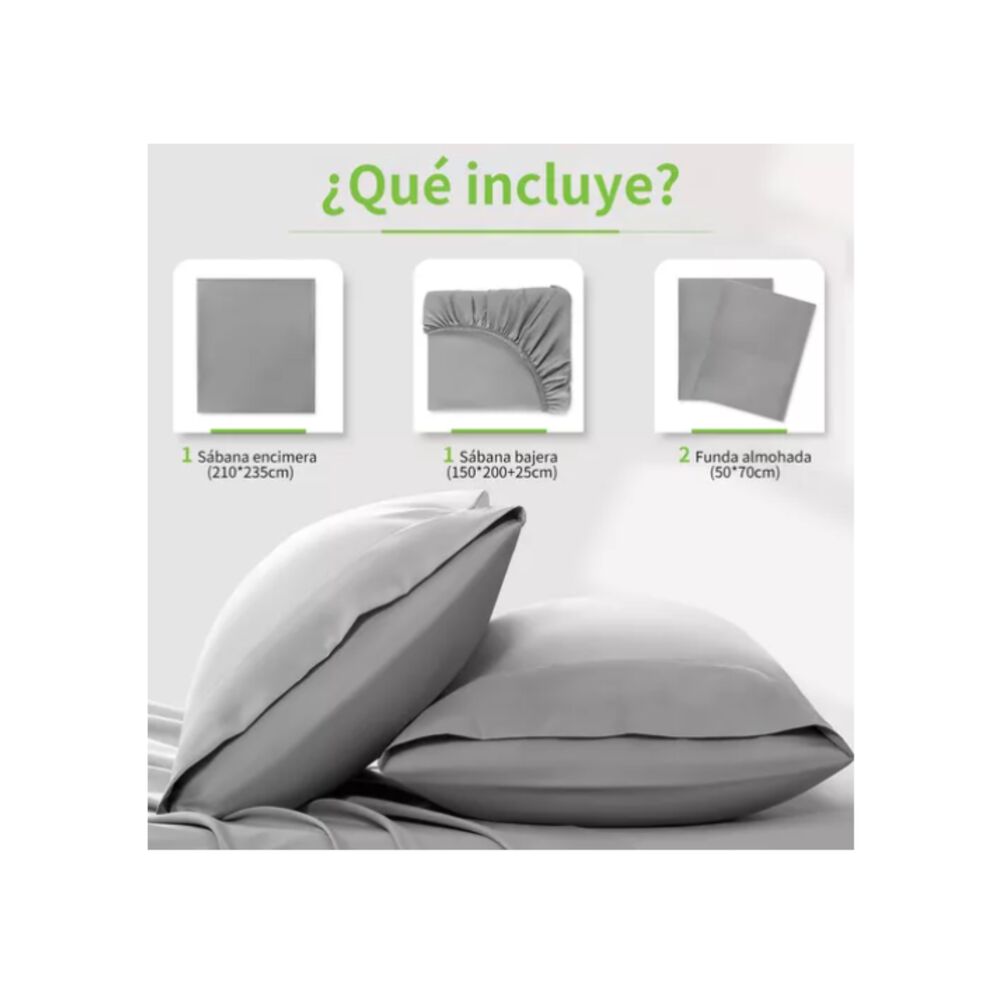 Juego De Sábana 200 Hilos 2 Plazas 4 Piezas Variedad Colores image number 15.0