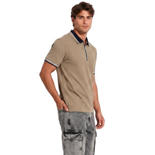 Polera Hombre Cuello Polo Con Cierre Slim Fit Milano