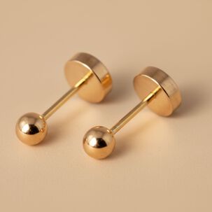 Aros Bolita Abridores 4.5mm N4 Oro 14k A Presi&oacute;n Beb&eacute; Ni&ntilde;a Hipoalerg&eacute;nicos