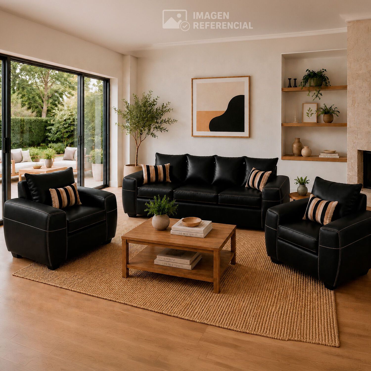 Juego De Living Elegant Detail Houston Pu / 5 Cuerpos image number 0.0