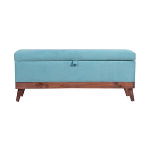 Banqueta Con Baúl Incy Turquesa Felpa 120x40x50 Cm Máxima Design