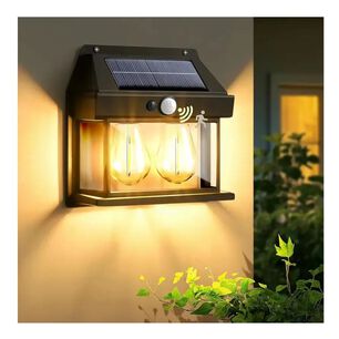 L&aacute;mpara Solar Led De 2 Focos Con Sensor