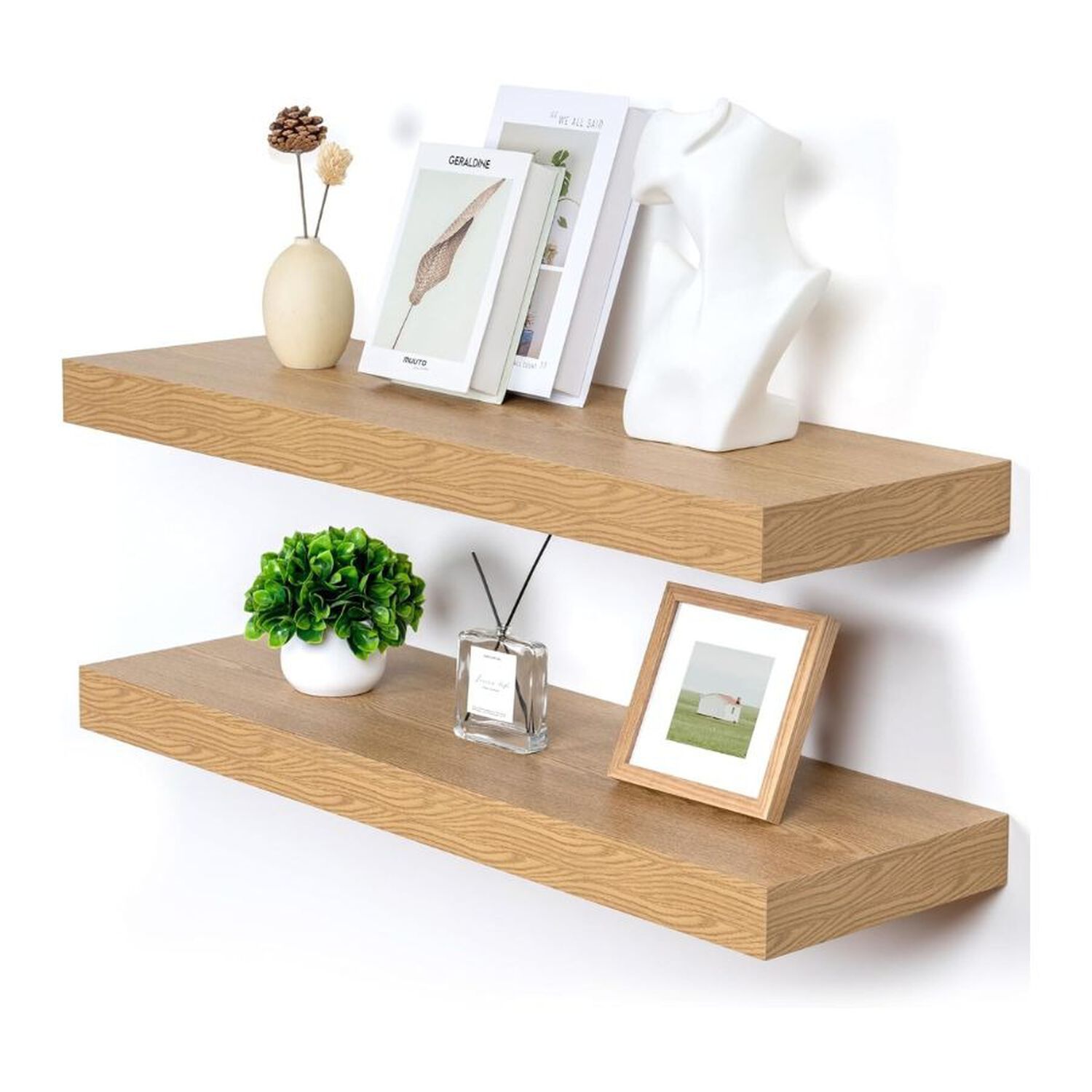 Repisas Flotantes Madera Rustica Estante Organizador Pared 60cm image number 3.0