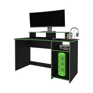 Escritorio Gamer 90,5x136x60 Cm Fm-048n Negro Y Verde