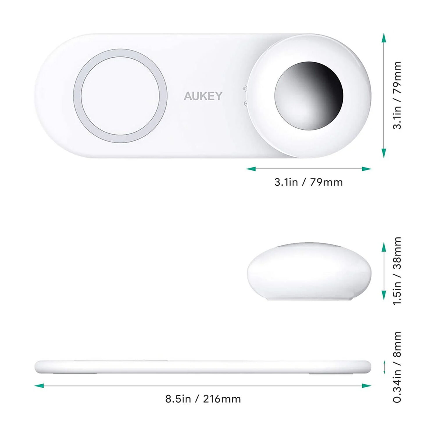 Aukey Estaci&oacute;n De Carga Inal&aacute;mbrica Y L&aacute;mpara De Noche Blanco image number 3.0