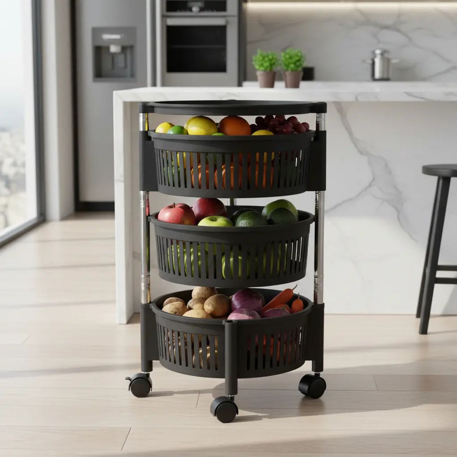Carrito Organizador Multiuso Verdulero Frutero Con 3 Niveles Marca Mp image number 5.0