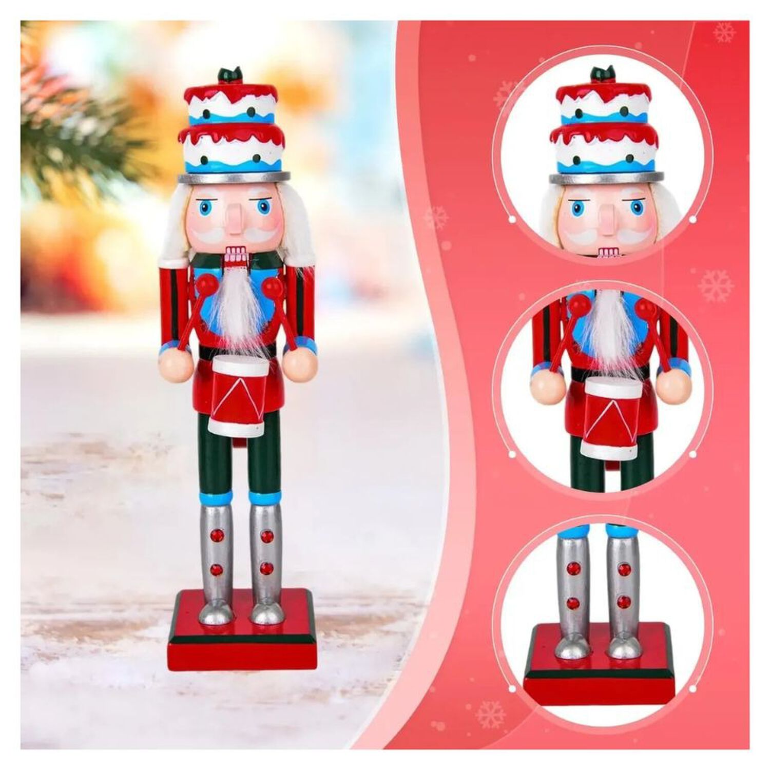 Cascanueces Navide&ntilde;o De Madera Sombrero De Pastel 25cm image number 2.0