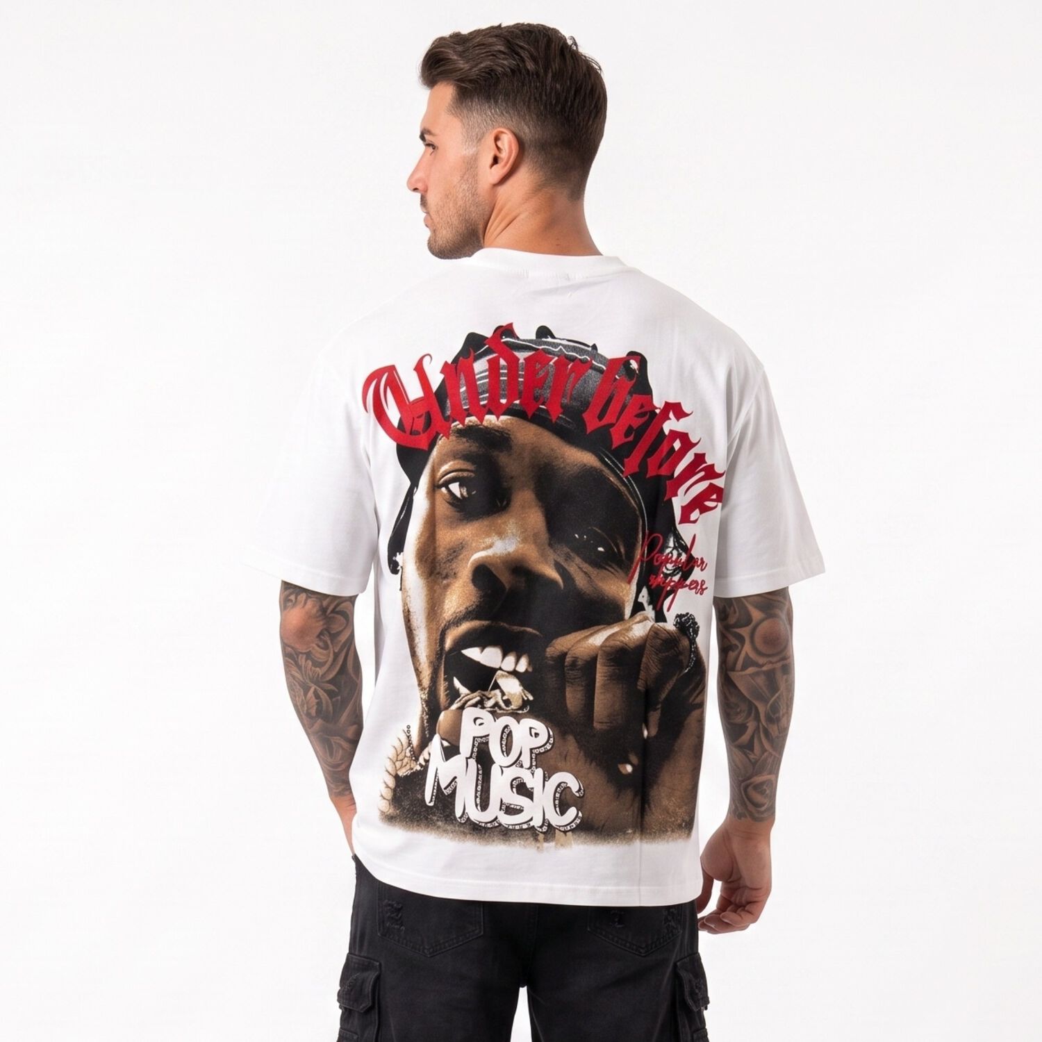 Polera Hombre Relaxed Fit Urbana Dise&ntilde;o Estampado Rappers image number 2.0
