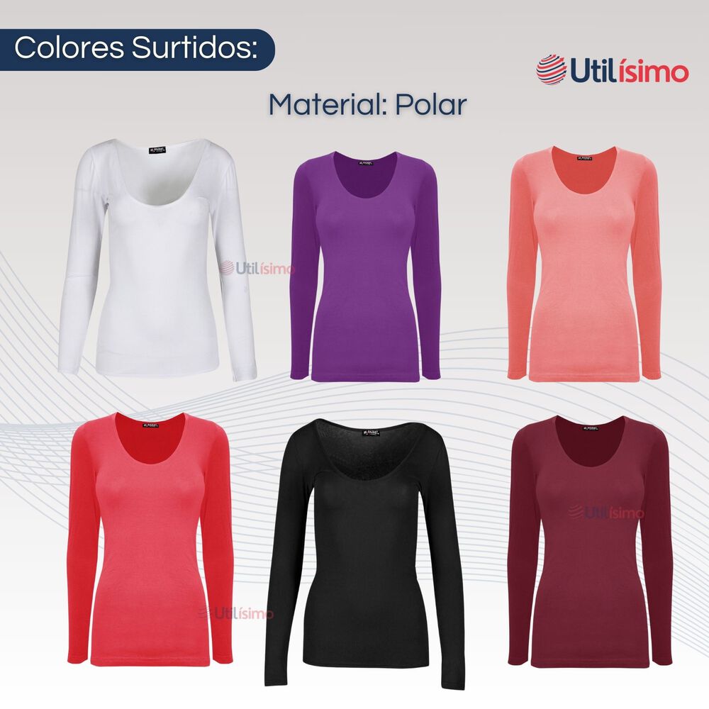 Pack 6 Camisetas Manga Larga Polar Mujer Primera Capa Colores Surtidos image number 1.0