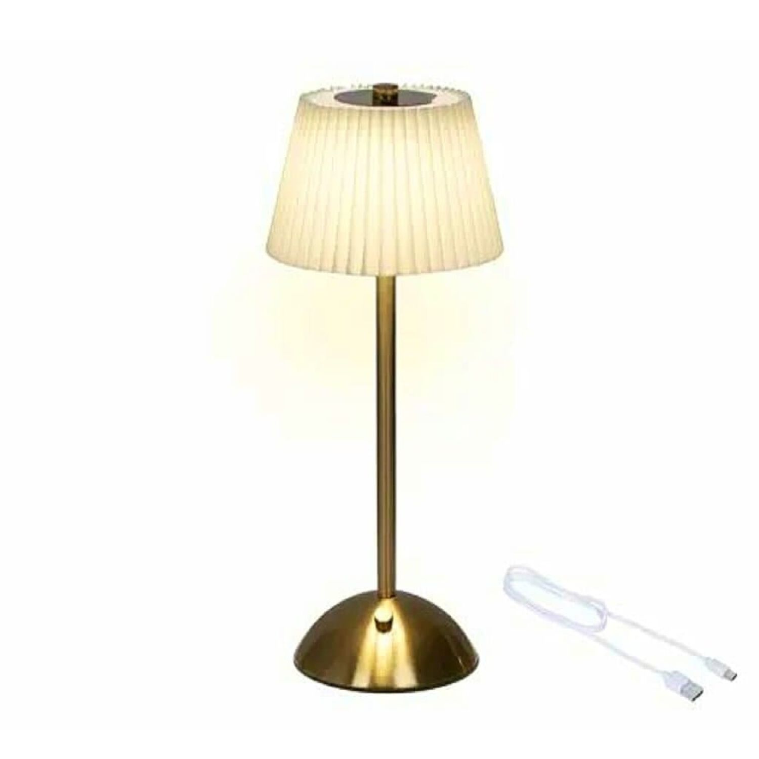 L&aacute;mpara De Mesa Led Recargable Usb Inal&aacute;mbrica Plisada image number 0.0