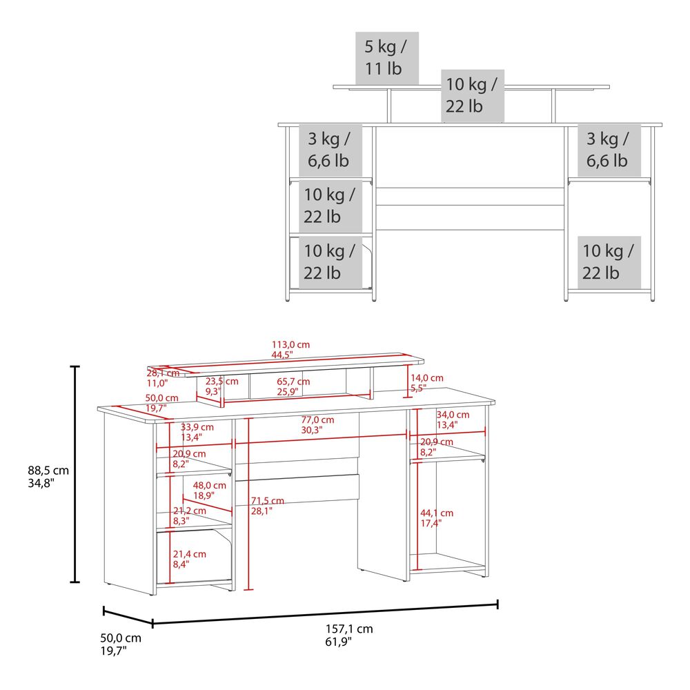 Escritorio Gamer 88,5x157,1x50 Cm Fm-045n Negro Y Rojo image number 7.0