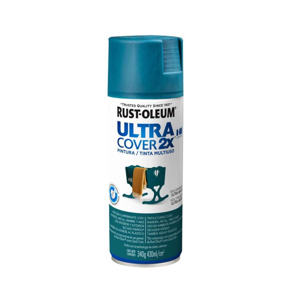Pintura En Aerosol Ultra Cover 2x 340grs Azul Esmeralda Ultra Mate - Rust Oleum image number 0.0