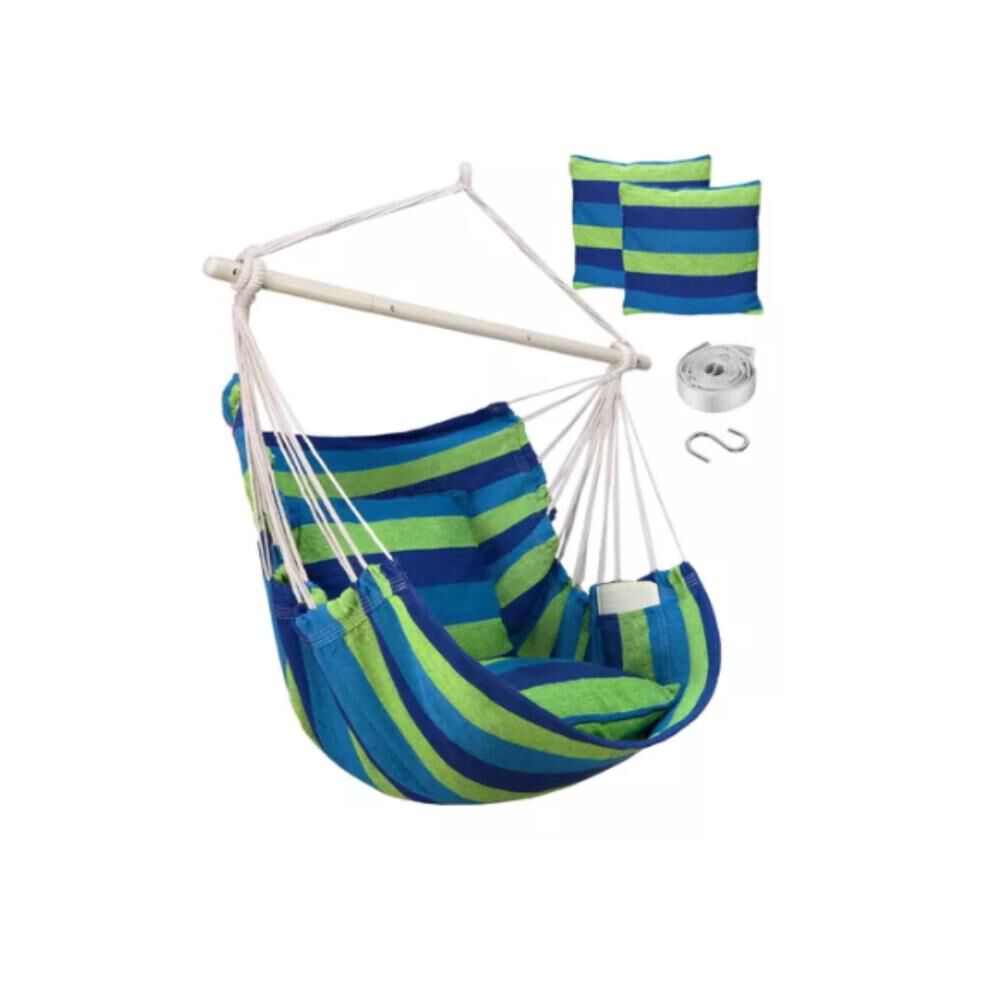 Silla Hamaca Colgante Con Cuerda + 2 Cojines Columpio Jard&iacute;n image number 2.0