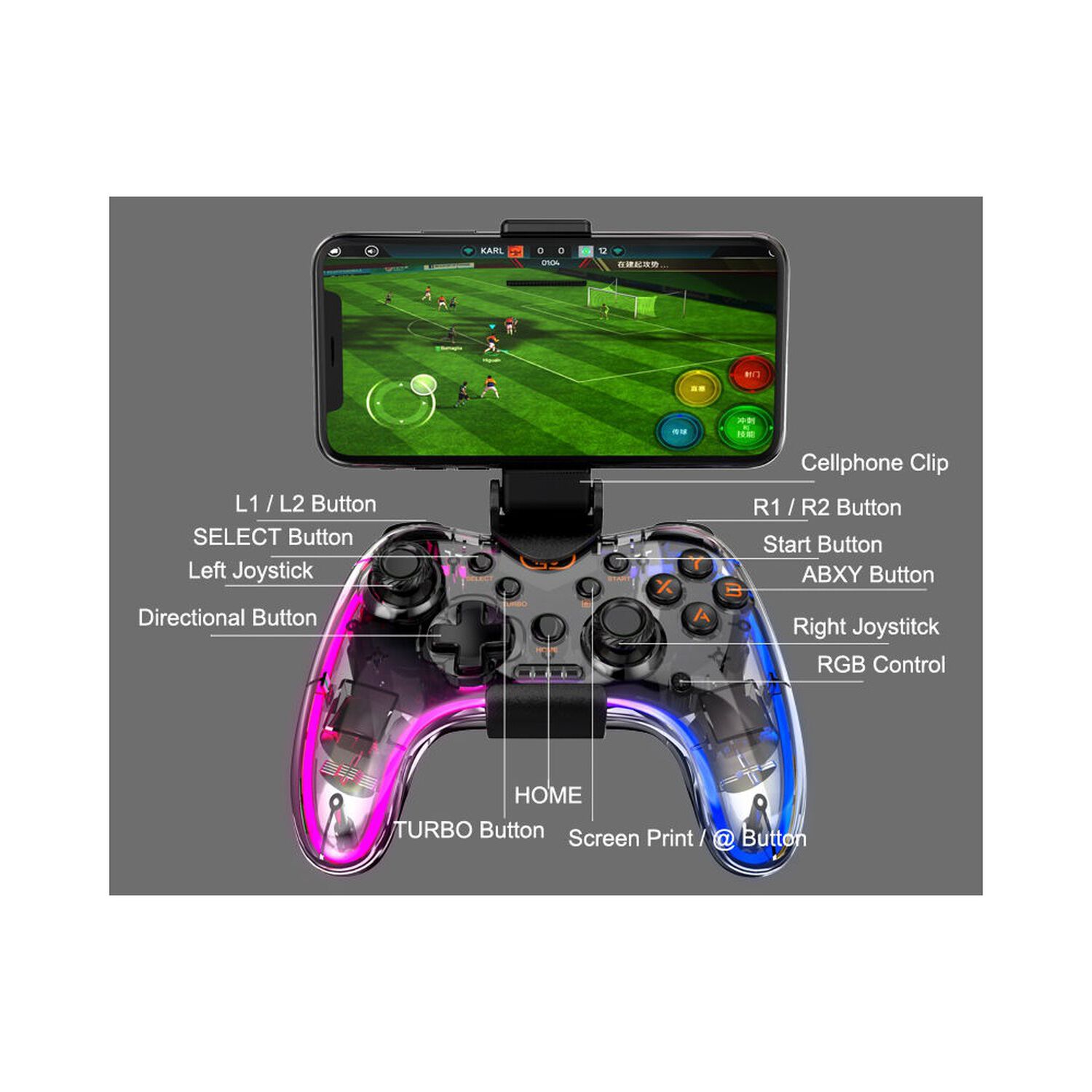 Gamepad Inal&aacute;mbrico Bluetooth Multiplataformas Deluxe Rgb image number 5.0