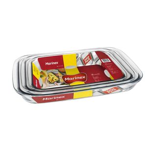 Set 3 Asaderas Rectangulares Marca Marinex Aptas Para Horno