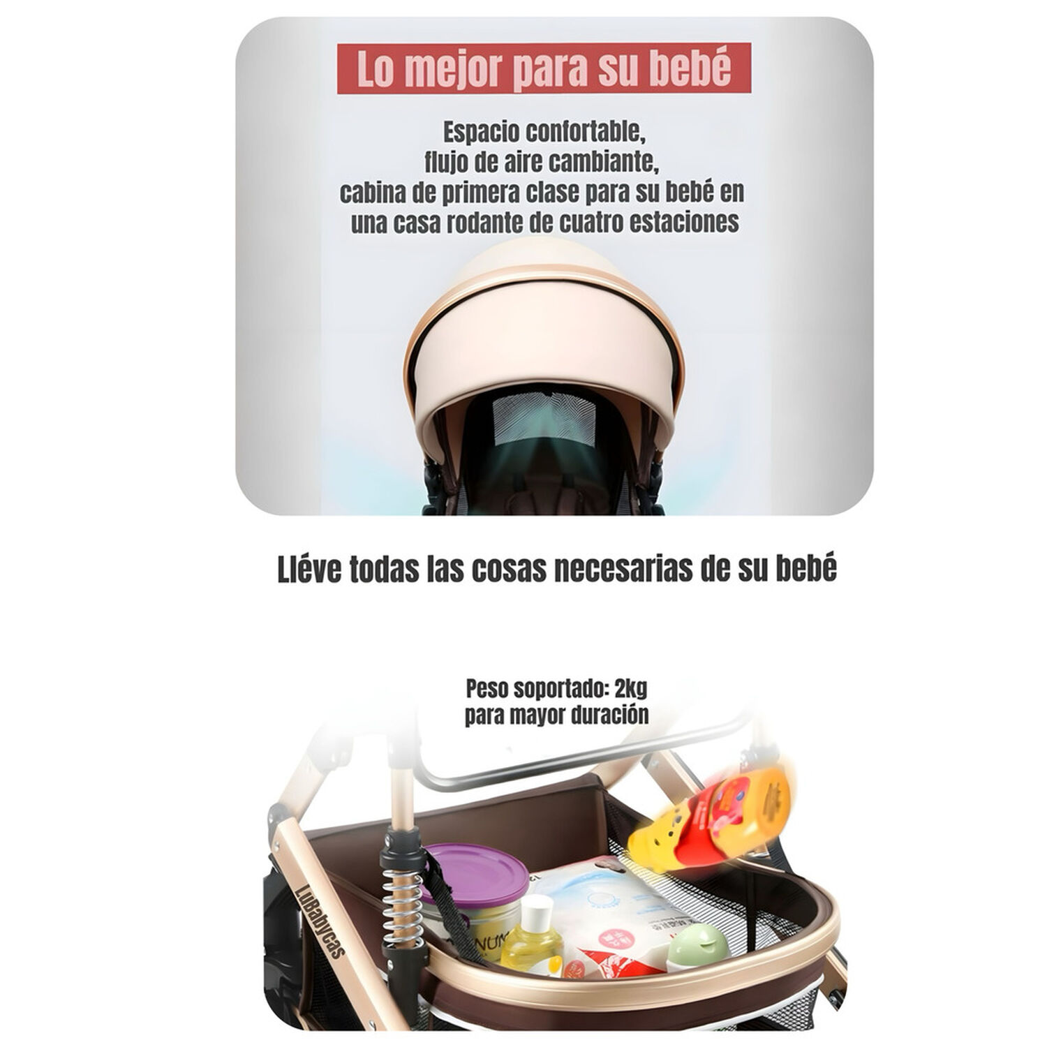 Coche Cuna Mois&eacute;s Con Accesorios Lubabycas Burdeos image number 6.0