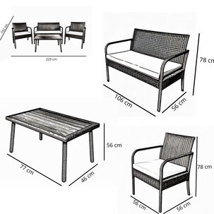 Juego Living Terraza Florencia 4 Personas