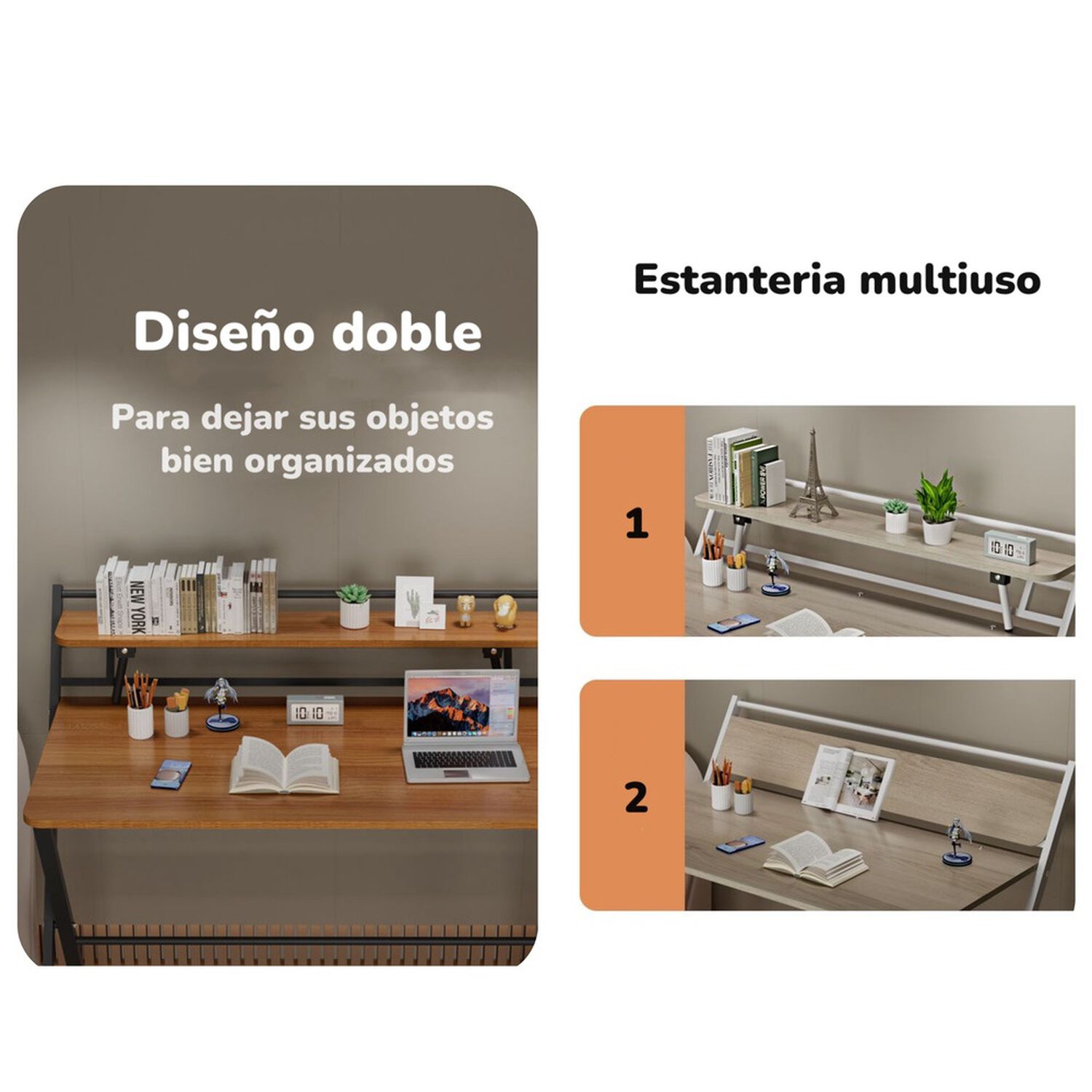 Escritorio Plegable 100x50x93cm Con Repisa By Lubabycas image number 6.0
