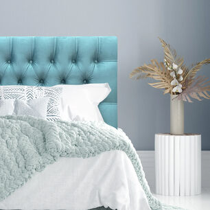 Respaldo De Cama Capiton&eacute; Premium Felpa Turquesa Queen