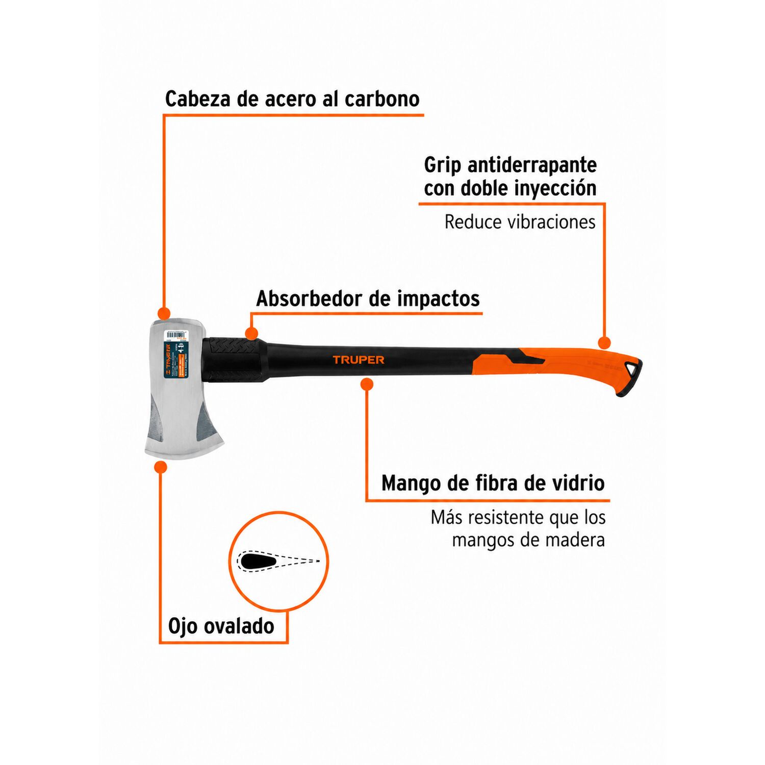 Hacha Michigan Para Partir Madera Mango Fibra 4lb Truper Ex image number 2.0