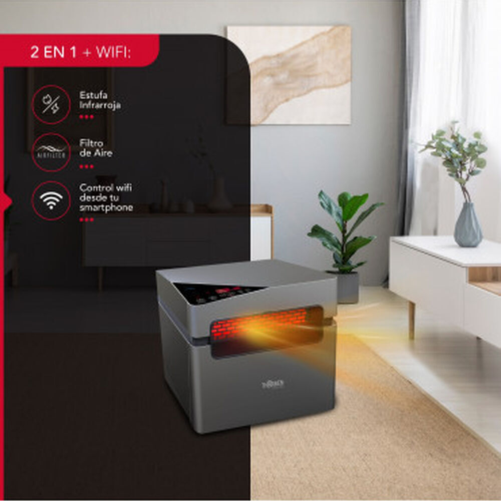 Estufa Eléctrica Infrarroja 2 En 1 Thor Silver 1500w Wifi image number 1.0