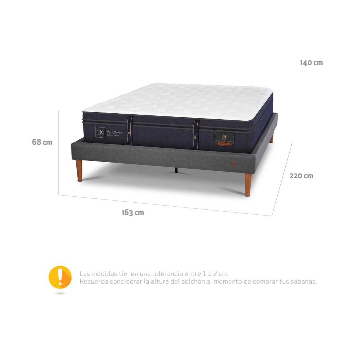 Cama Europea Cic Grand Premium / 2 Plazas / Base Normal image number 12.0