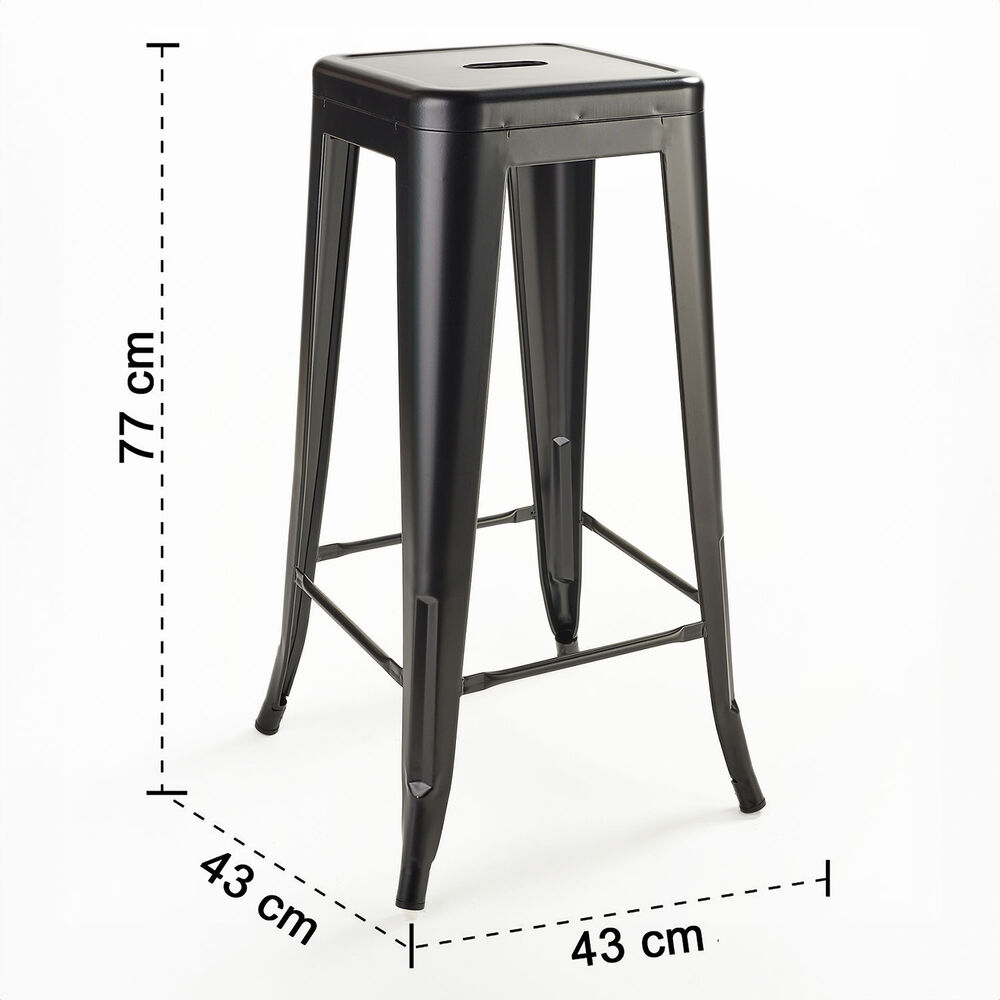 Pack 4 Pisos De Bar Metal Tolix Negro image number 5.0