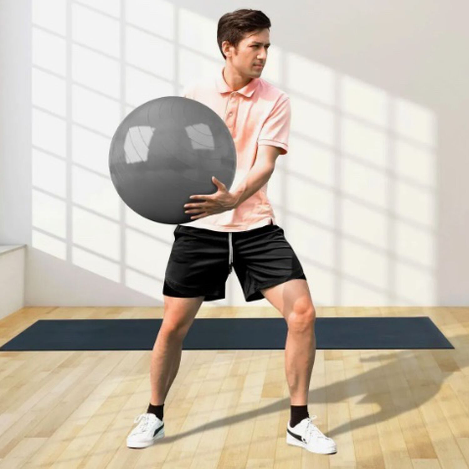 Short Gimnasio Con Licra Deportiva 2 En 1 Hombre Correr Negro L image number 1.0